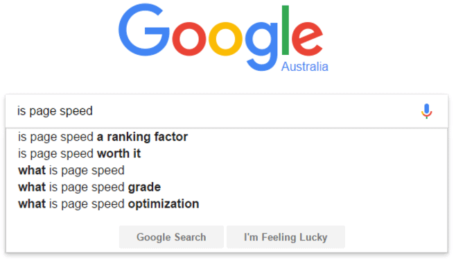 is page speed automcomplete queries