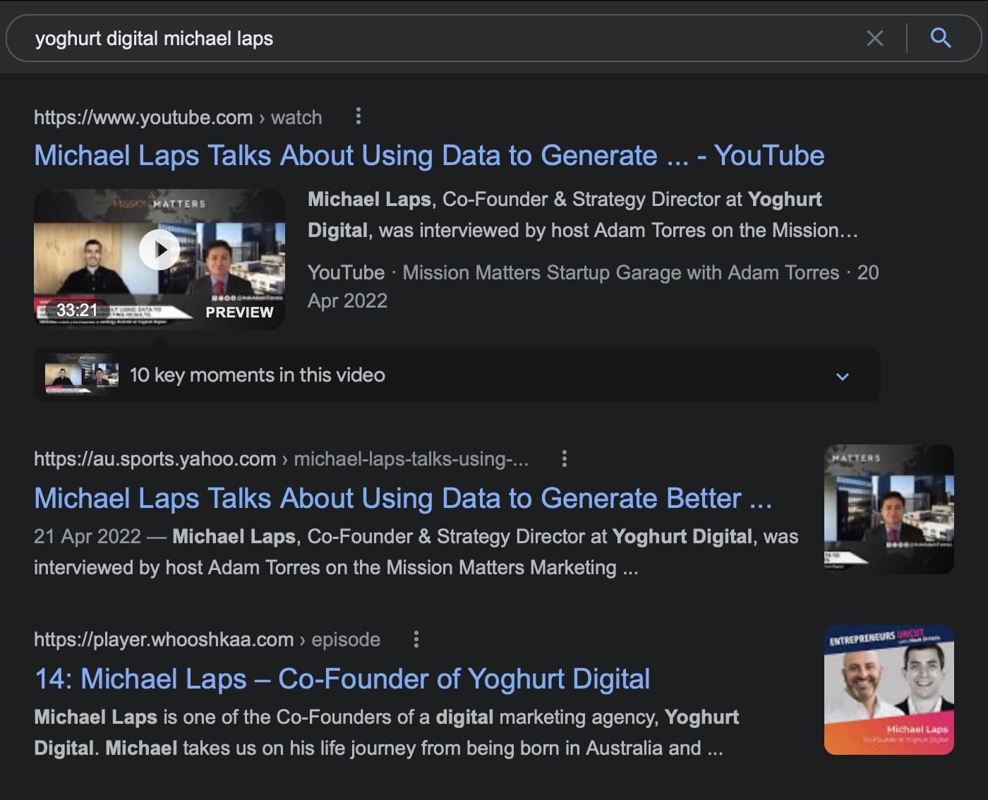 YouTube Video Search Results Page
