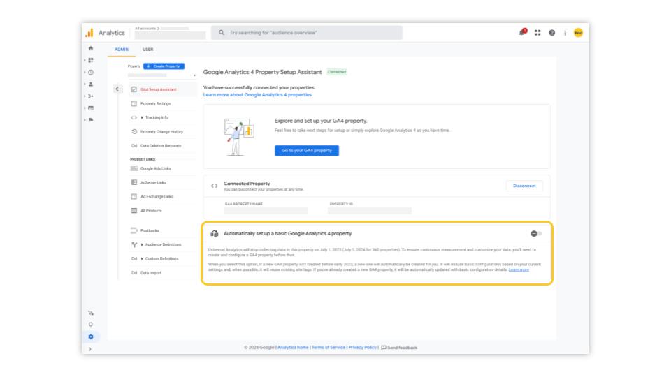 basic google analytics 4 property set up