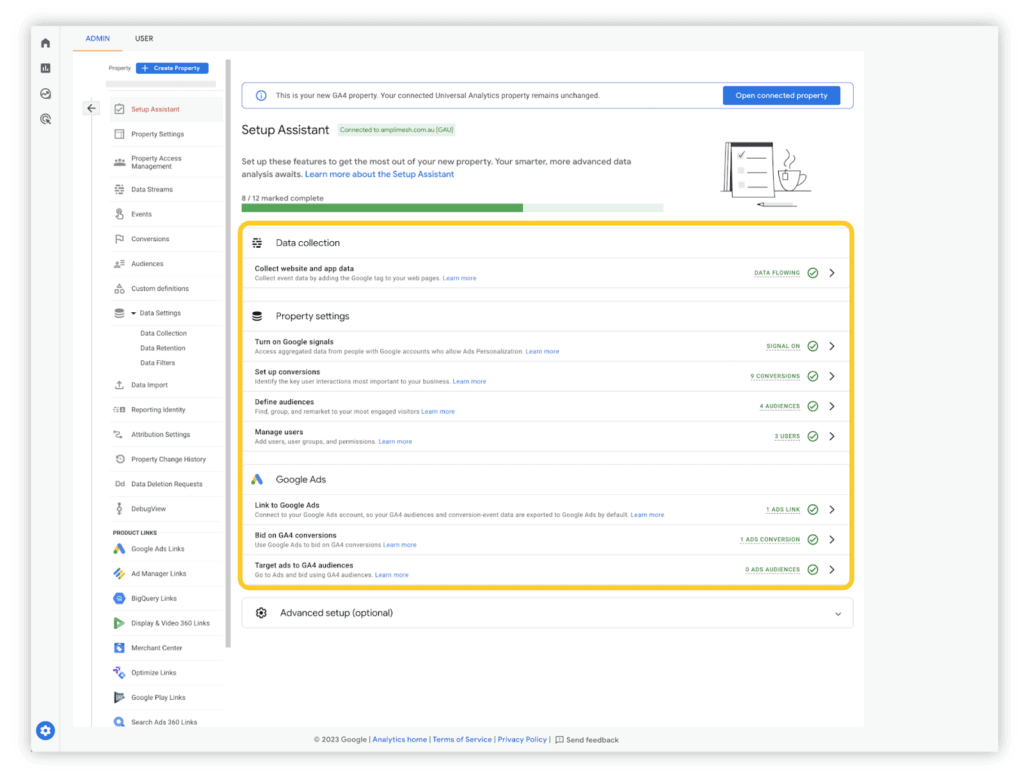 GA4 setup assistant complete